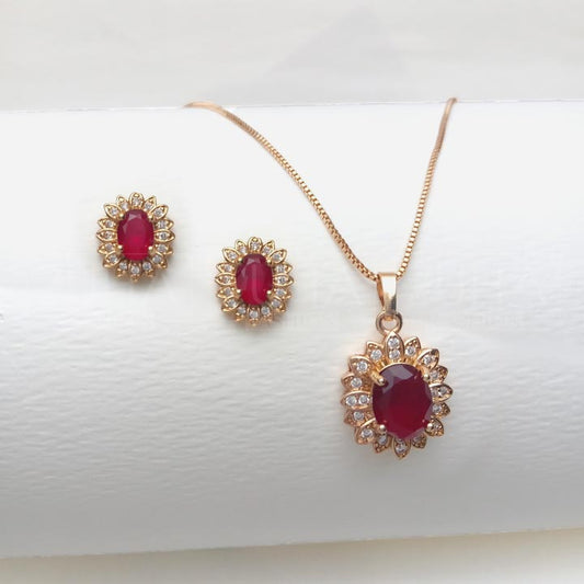 red zircon necklace set for women