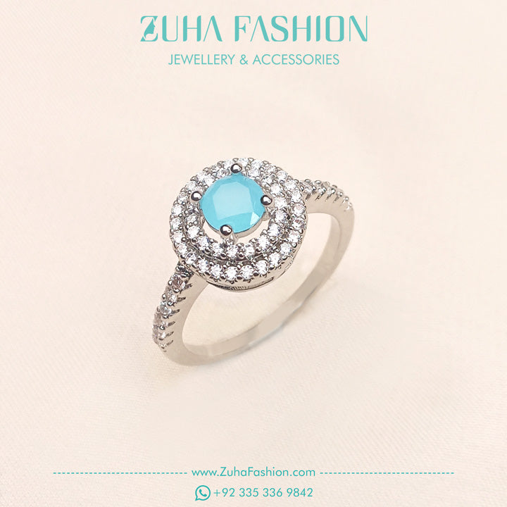 Premium Aqua Zircon Ring for Girls 0942