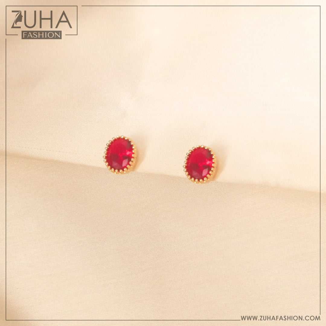 Red Zircon Ear Studs 0070