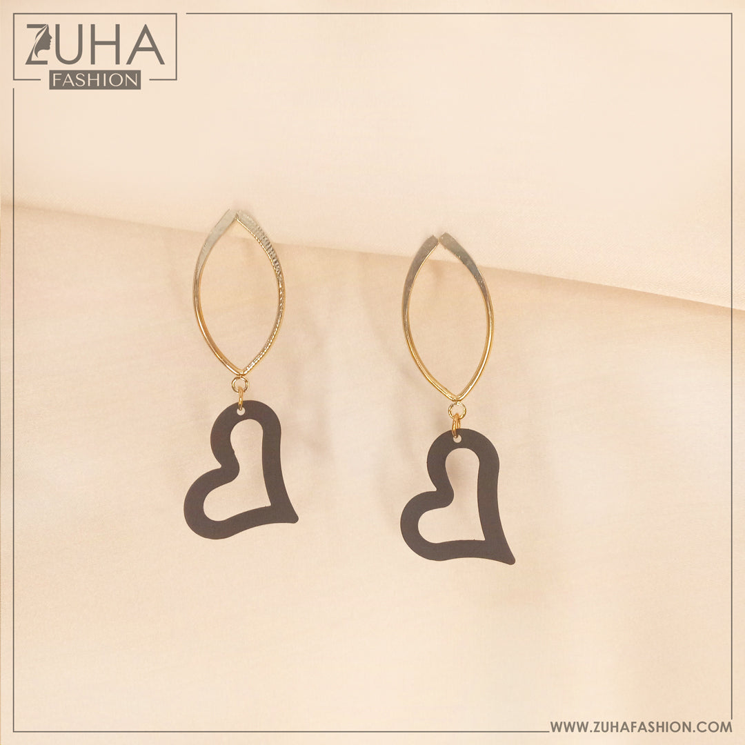 Funky Black Heart Earrings 0020