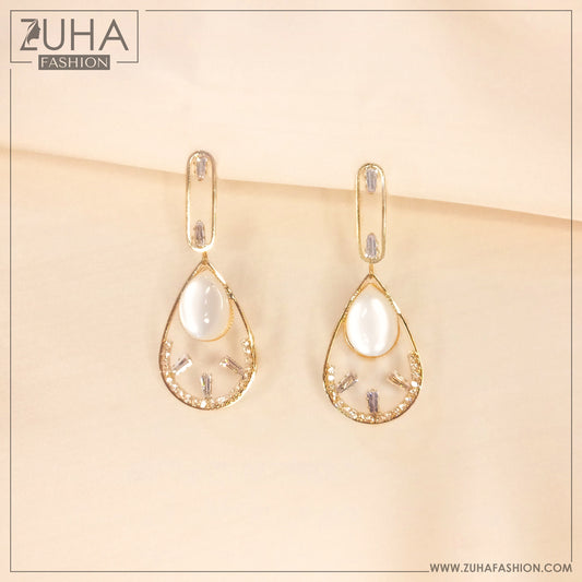 Classy Opal Golden Earrings 0011