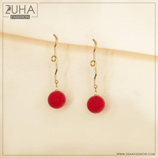 Funky Red Pearl Earrings 0013