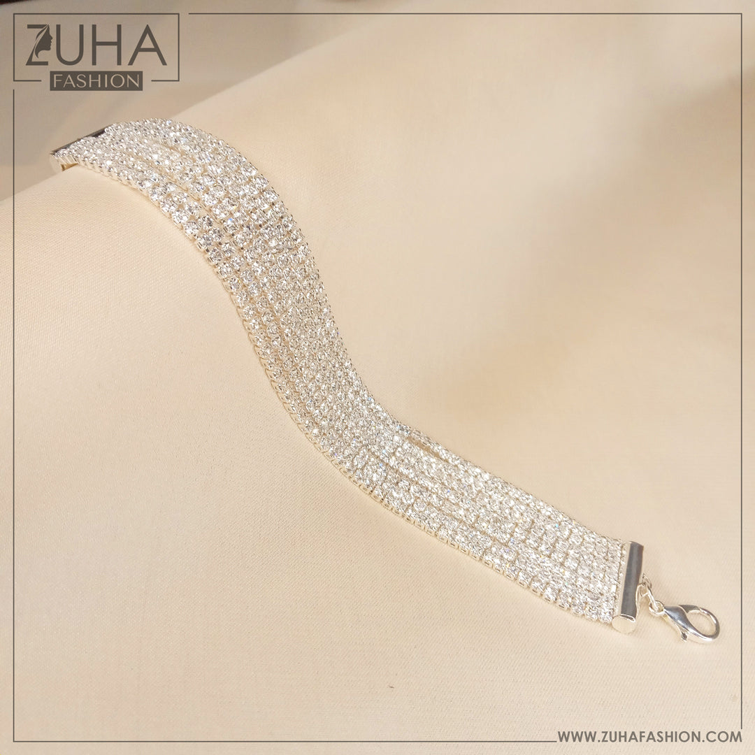 Seven Stripe Silver Crystal Bracelet 0178