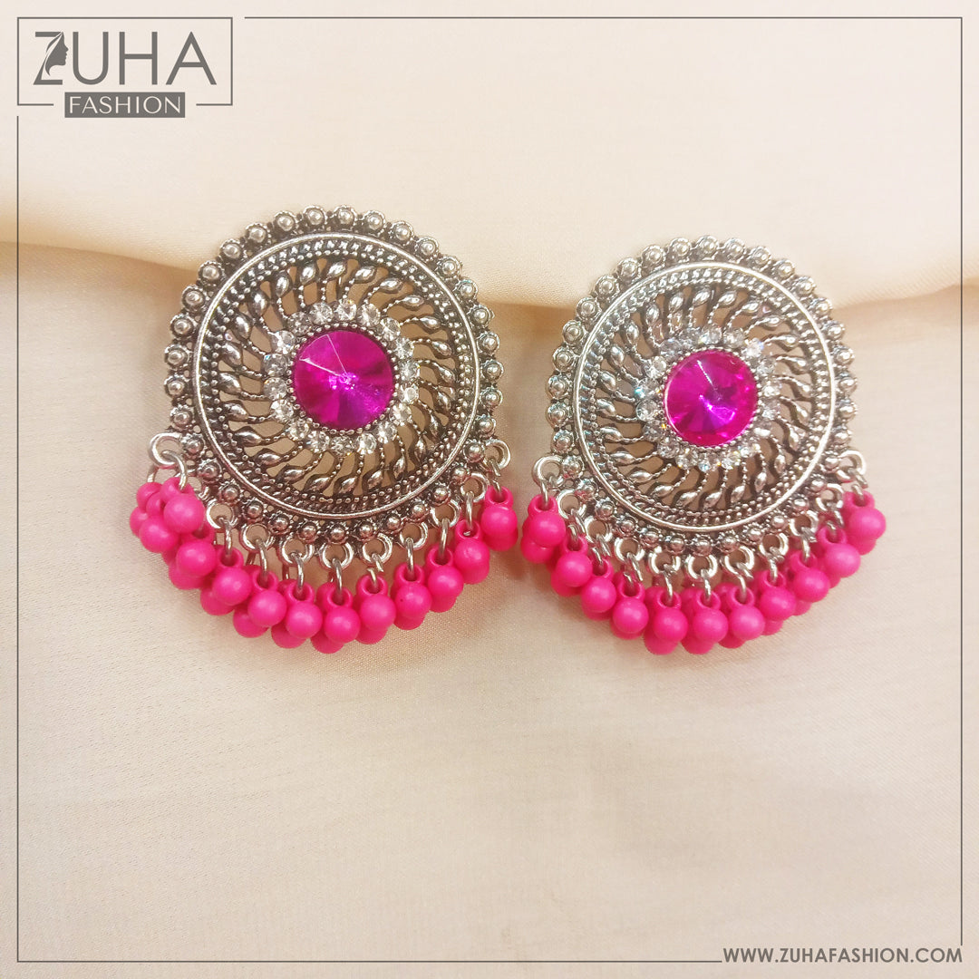 Ethnic Style Pink Magenta Earrings 0251