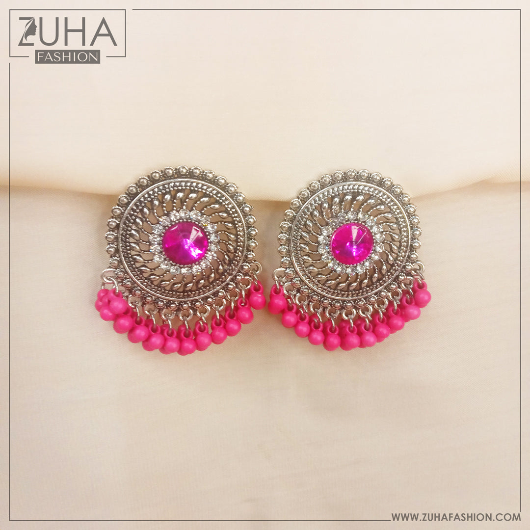 Ethnic Style Pink Magenta Earrings 0251