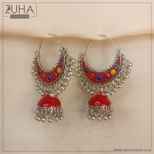 Moon Bali Jhumka Style Multicolor Earrings 0250