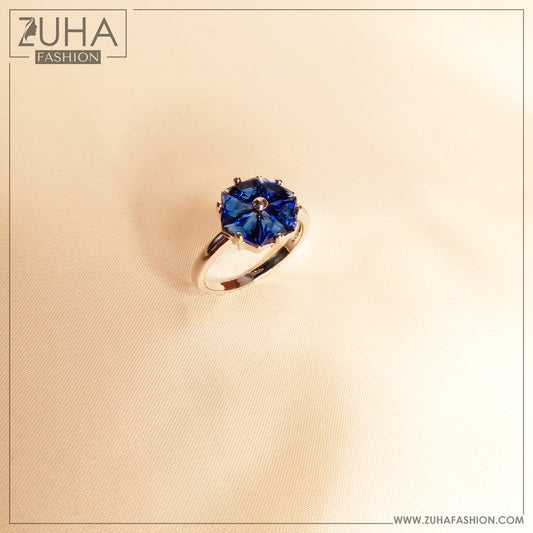 Blue Crystal Silver Ring 0126