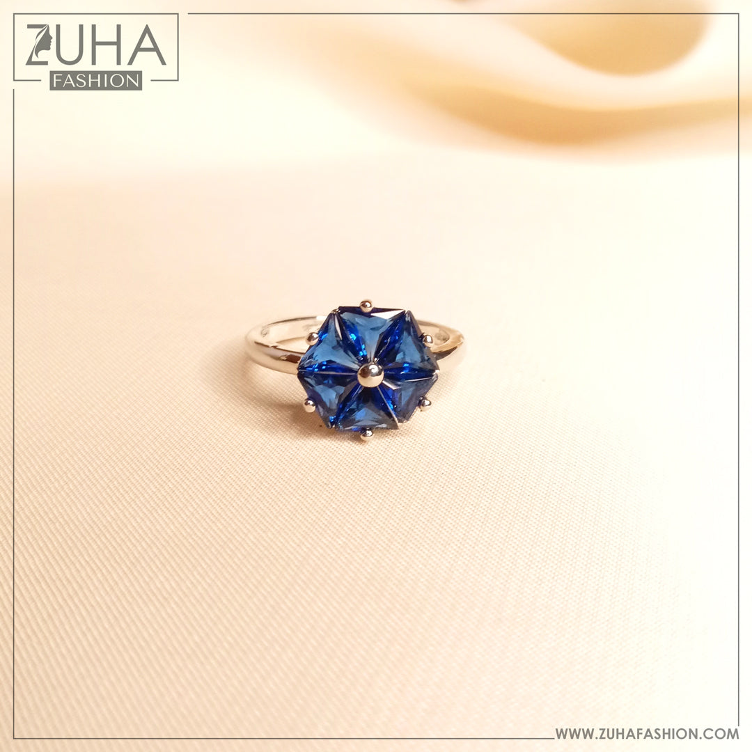 Blue Crystal Silver Ring 0126
