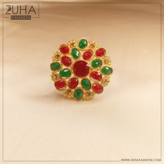 Ethnic Multicolor Polki Style Ring 0159