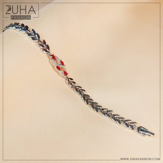 Stylish Red Silver Bracelet 0188