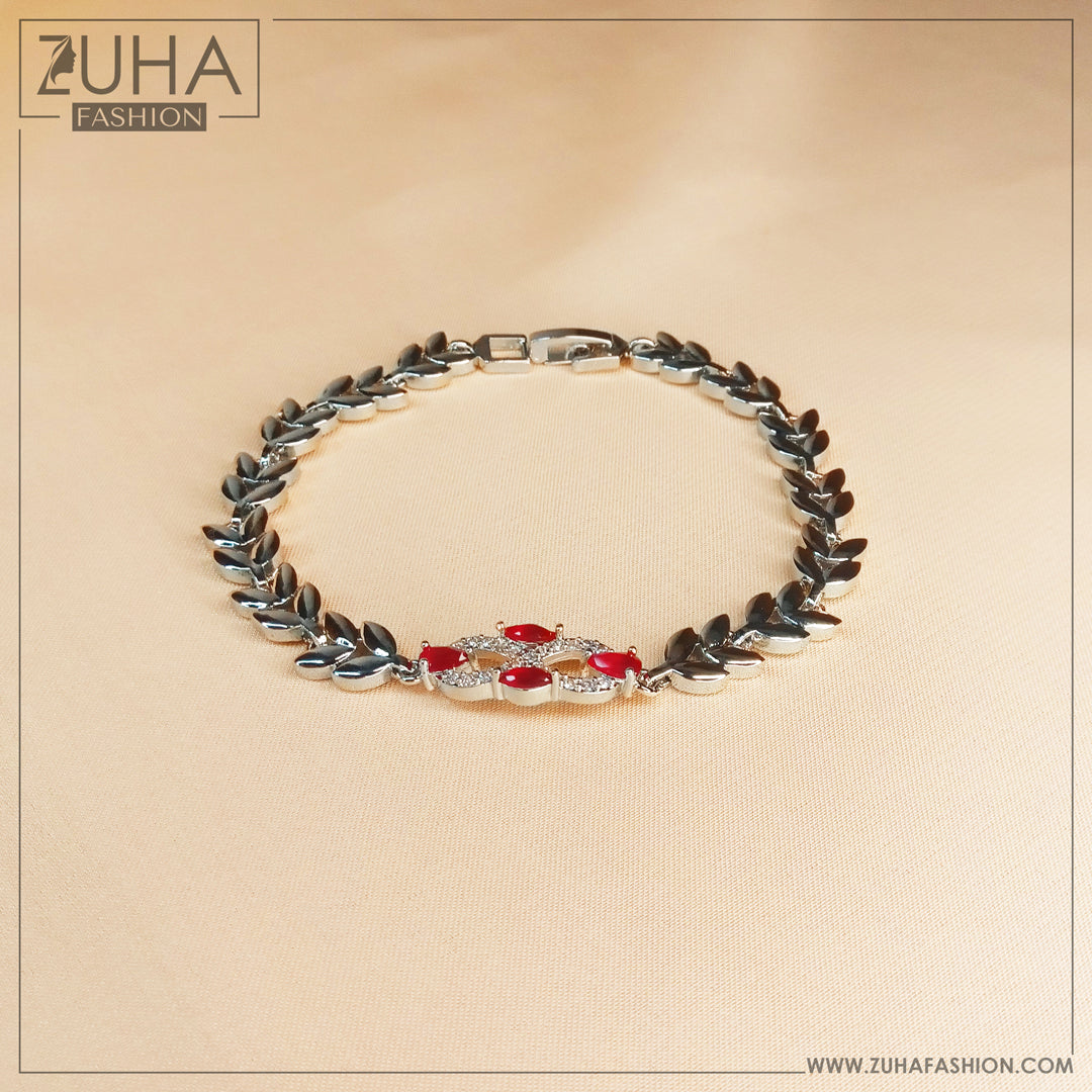 Stylish Red Silver Bracelet 0188