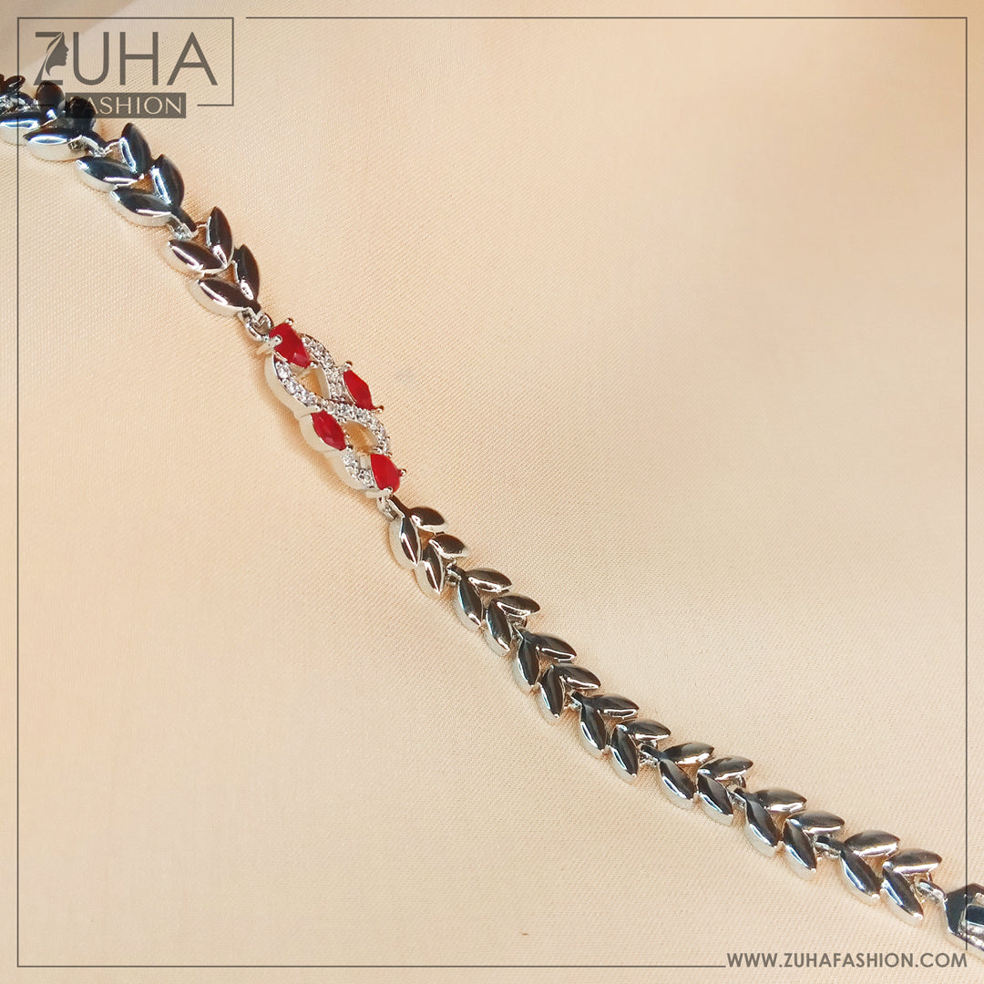Stylish Red Silver Bracelet 0188