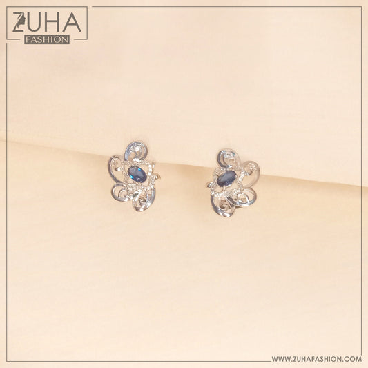 Premium Silver Blue Ear Studs 0042